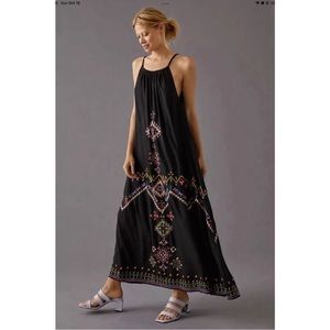 Anthropologie embroidered maxi dress, size extra small